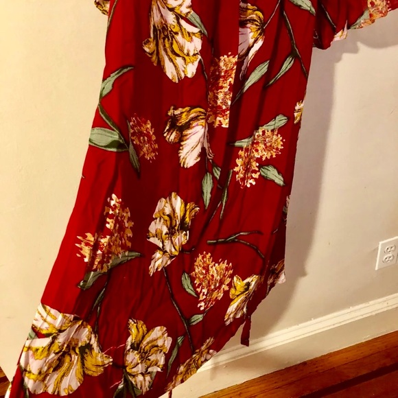 🚫❌SOLD🚫❌Burnt Color Red Floral Maxi Dress - Picture 4 of 8